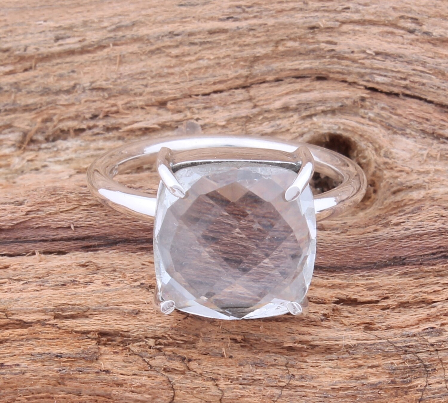 Crystal Quartz Ring 925-Sterling Solid Silver Ring, Engagement Ring, Designer Prong Ring, Wedding Gifts Idea,