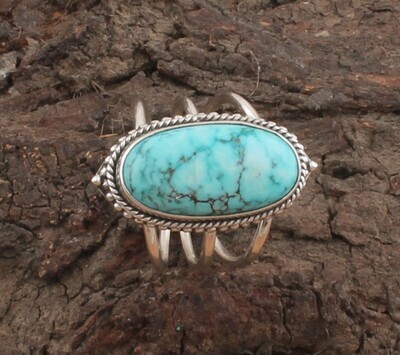 Three Layer Tibetan Turquoise Oval Gemstone Solid 925 Sterling Silver Ring For Women - Handmade Silver Ring For Women Wedding Gifts Idea