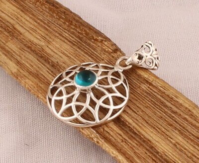 925 Sterling Silver Blue Topaz Gemstone Necklace, AAA+Quality, Round Necklace, Flower Pendant , Handcrafted Christmas Necklace