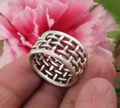 Amazing Filigree Solid 925 Sterling Silver Band Ring - Handmade Solid Silver Band For Girls Ring - AAA+Quality Mom &amp; Sun Gifts For Her
