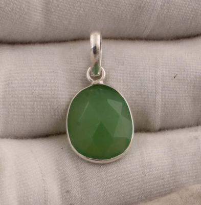 Natural Green Onyx Top Quality Gemstone Neckless,Cut Stone Neckless 925-Sterling Silver Neckless Boho Neckless Antique Silver Neckless