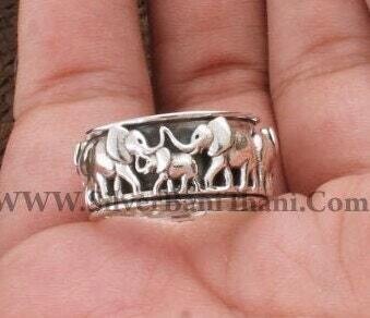 Spinner Ring,Elephant Design Spinner Band Ring 925 Sterling,Handmade Silver Band With Elephant Spinner Ring Big 7,8,9,10,11,12,13,14,15,16