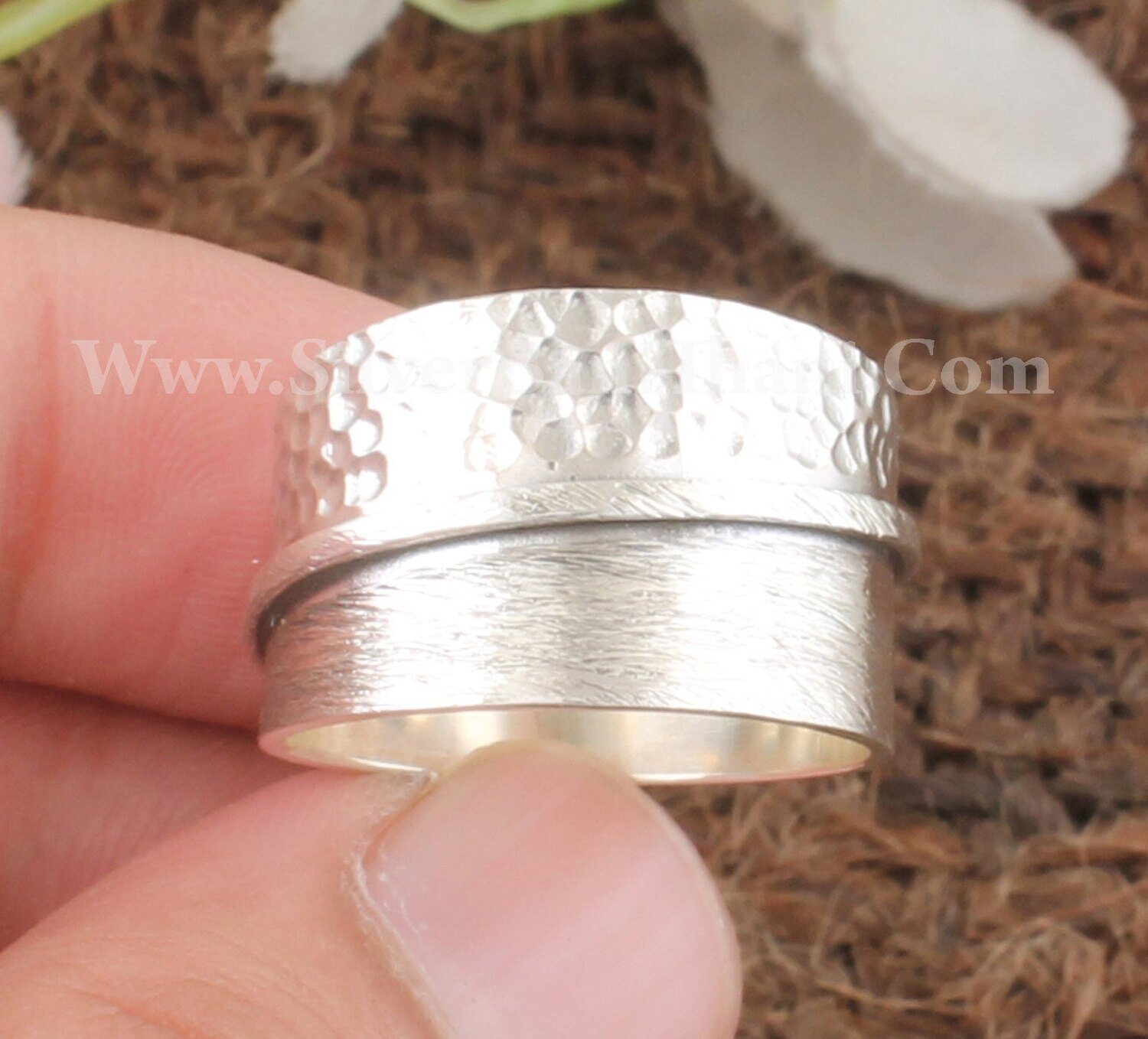 925 Sterling Silver Band Ring | Hammered Silver Band Ring | Designer Handmade Silver Band Ring | Meditation Ring |Thumb Ring Gift For Women