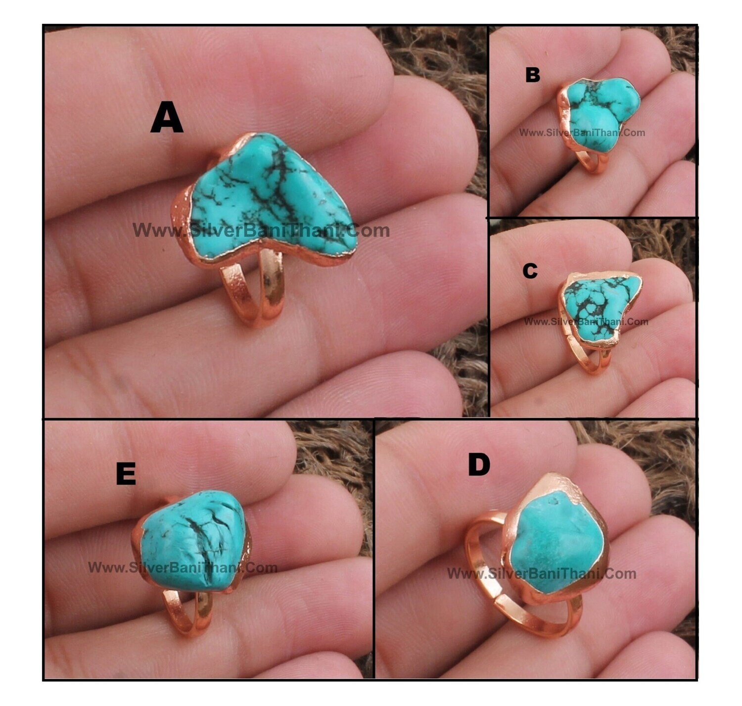 Raw Tibetan Turquoise Ring | Electroplated Copper Adjustable Ring | Boho Handmade Copper Jewelry | Electrofomed Copper Ring | Ring For Women
