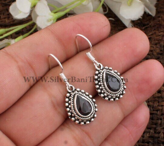 AAA+Quality Red Garnet Silver Earrings | 925 Sterling Solid Silver Earrings | Designer Faceted Gemstone Earrings | Christmas Gift | January Birthstone