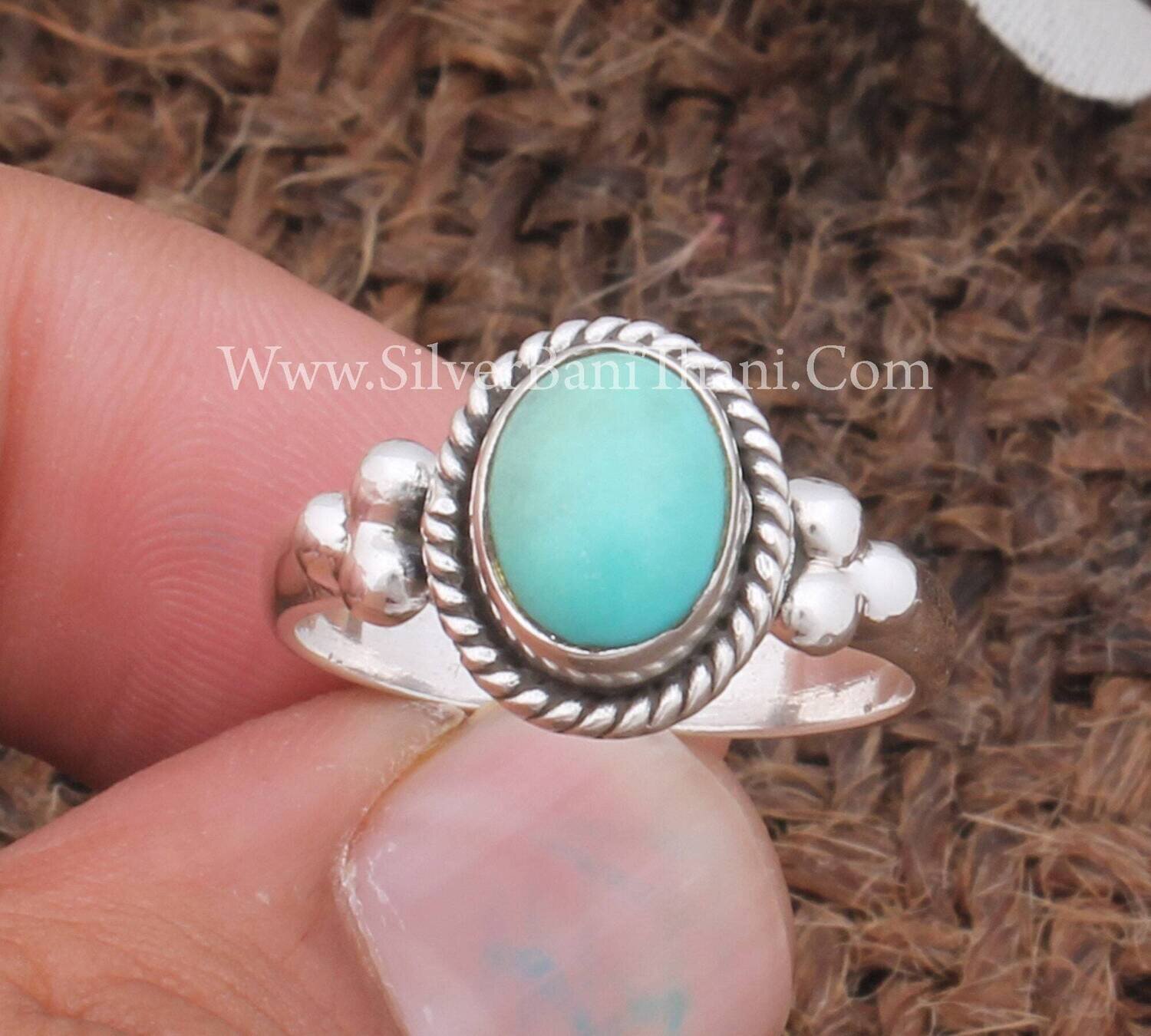 Tibetan Turquoise Oval Shape Gemstone Silver Ring 925 Sterling Silver Ring Handmade Bridal Wedding Jewelry Turquoise Silver Ring Gift Idea