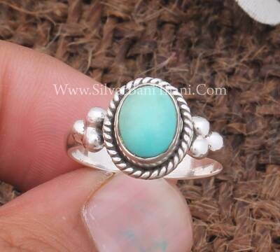 Tibetan Turquoise Oval Shape Gemstone Silver Ring 925 Sterling Silver Ring Handmade Bridal Wedding Jewelry Turquoise Silver Ring Gift Idea