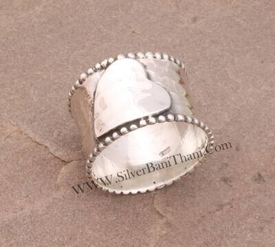 Heart Silver Solid Band Ring Solid 925 Sterling Silver Handmade Hammered Women Wedding Jewelry Silver Designer Heart Band Ring For Women