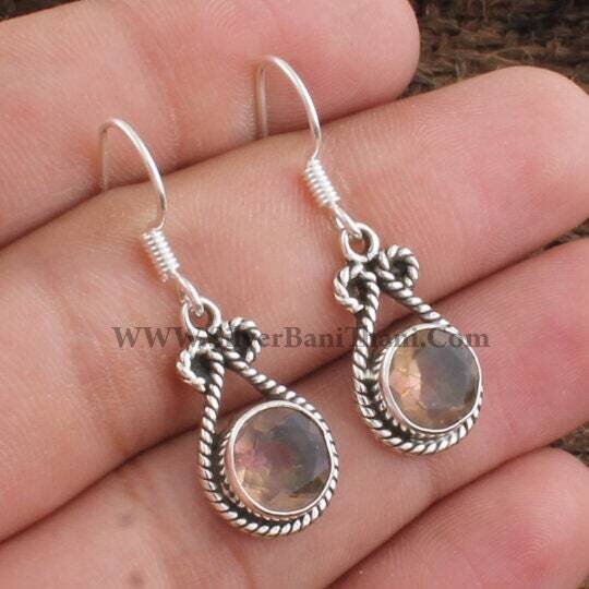 Fluorite Gemstone Earring-Oval Cut Stone Earring-925 Sterling Silver Earring-Handmade Design Earring-Mother Gift Earring-Labour Day Gift