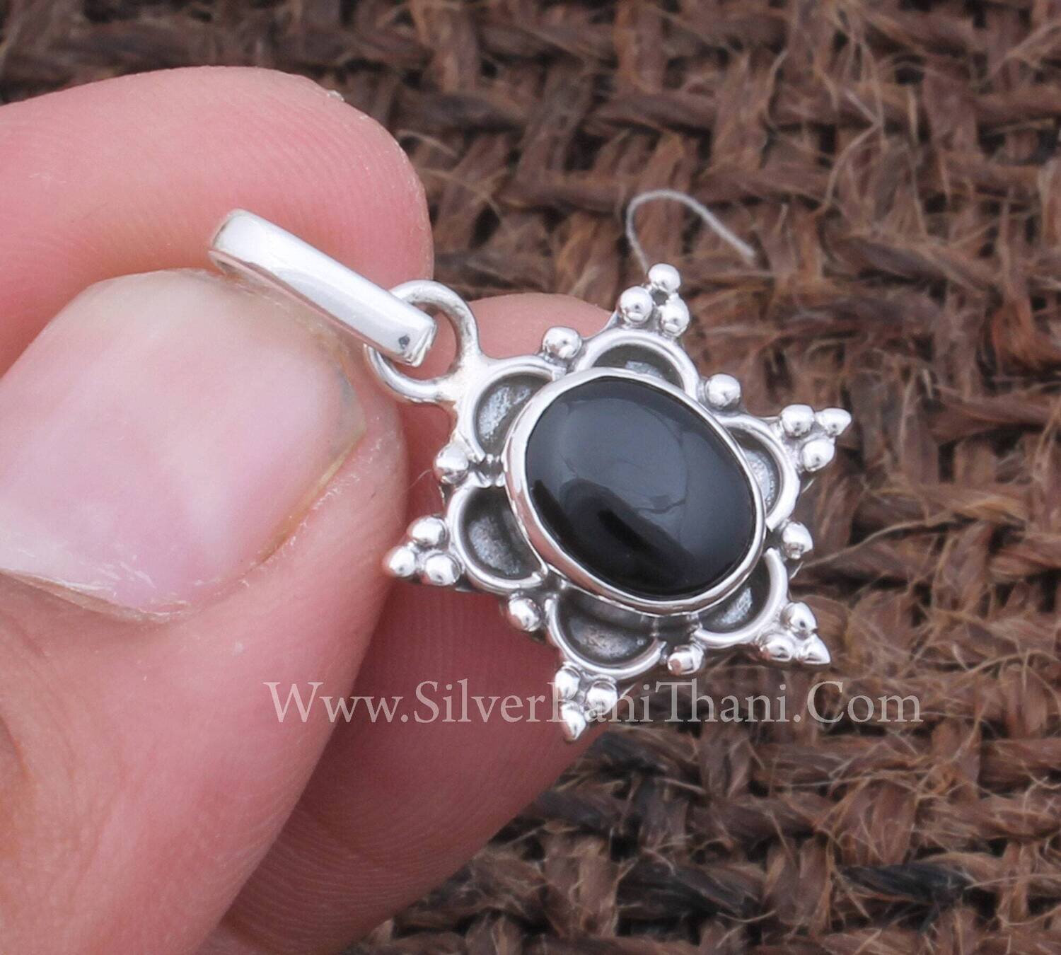 Boho Black Onyx Pendant 925 Sterling Silver Pendant Black Onyx Jewelry Statement Pendant Artisan Jewelry Oval Pendant December Birthstone