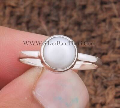 925 Sterling Solid Silver Pearl Silver Ring Handmade Round Shape Gemstone Ring Bridal Wedding Rings For Women Silver Jewelry Gift For Her 925 Sterling Solid Silver Pearl Silver Ring Handmade Round Shape Gemstone Ring Bridal Wedding Rings For Women Silver Jewelry Gift For Her