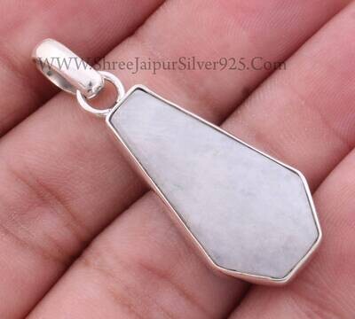 925 Sterling Silver Rainbow Moonstone Pendant Designer Smooth Coffin Shape Gemstone Pendant, Handmade Silver Pendant, Bridal Wedding Jewelry