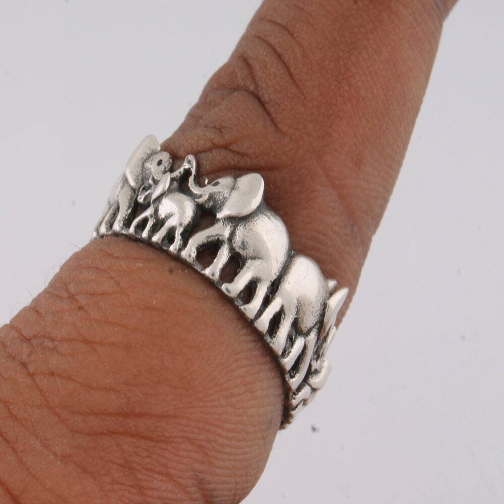 Sterling Silver Elephant Band Ring, Animal Design Band, Gift For Her, Silver jewelry Gift For Birthday