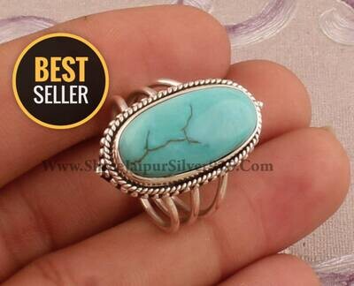 925 Sterling Silver Tibetan Turquoise Oval Shape , Etsy Cyber 2021Birthstone