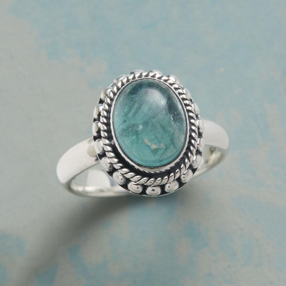 925 Sterling Solid Silver Aquamarine Oval Shape Gemstone Ring, Designer Handmade Gemstone Ring, Women Wedding Jewelry Gift