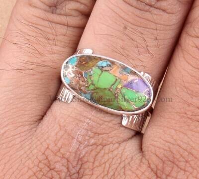 925 Sterling Silver & Brass Band Ring, Mix Copper Gemstone Silver Band Ring, Designer Handmade Gemstone Silver Ring Christmas Gift For Women 925 Sterling Silver & Brass Band Ring, Mix Copper Gemstone Silver Band Ring, Designer Handmade Gemstone Silver Ring Christmas Gift For Women
