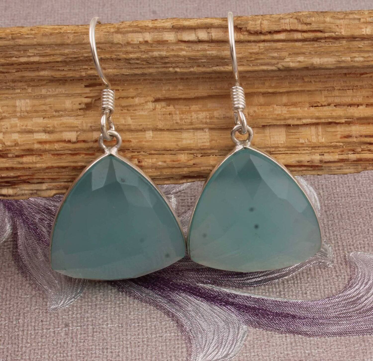 Natural Aqua Calci AAA+Quality Gemstone Earring 925-Sterling Silver Earring,Antique Silver Earring Beautiful Gift Earring One-Of-Kind