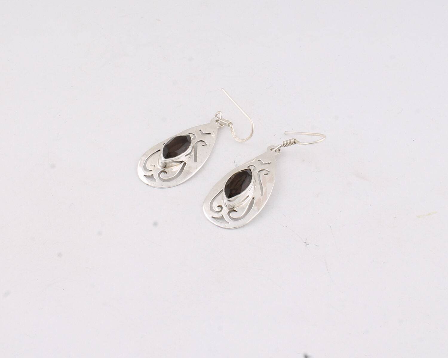 Natural Amazing Smokey AAA+Quality 925-Silver Sterling Earring Big Size Earring  Handmade Earring L#282406-E Antique Silver
