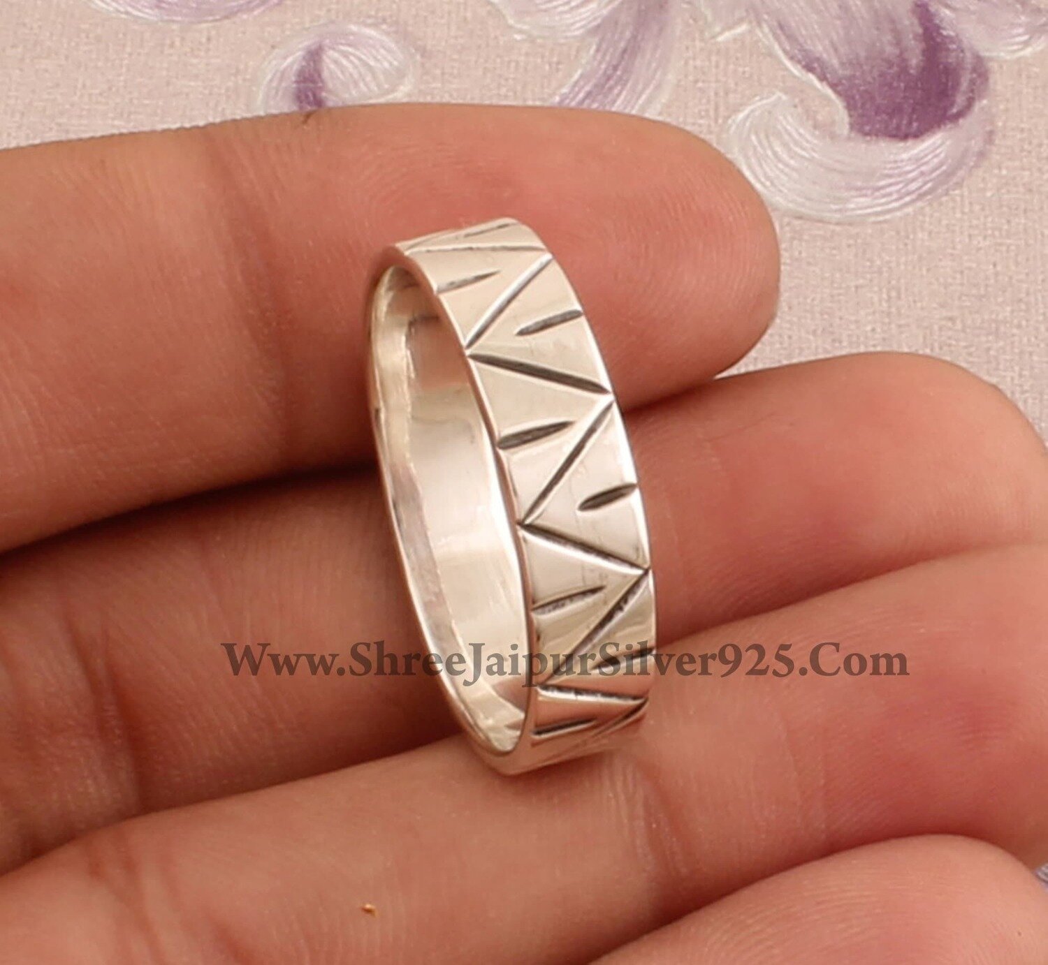 925 Sterling Silver Designer Carved Band Rings, Handmade Silver Band Rings, Women Everyday Jewelry, Valentine's Day Gift
