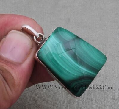 Gift For Girls-Natural Malachite Pendant-925 Solid Silver Pendant-Top Rare Gemstone-Designer Malachite Pendant-Handmade Jewelry-Gift For Her
