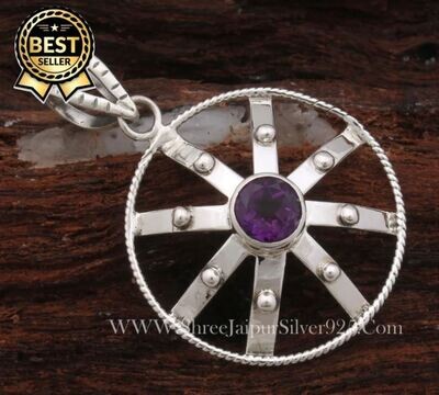 Amethyst Chakra Silver Pendant 925 Sterling Silver Purple Amethyst Pendant Wire Pendant Handmade Silver Jewelry For Silver Dotted Pendant Amethyst Chakra Silver Pendant 925 Sterling Silver Purple Amethyst Pendant Wire Pendant Handmade Silver Jewelry For Silver Dotted Pendant