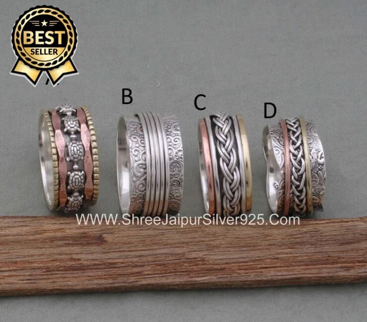Thumb Ring, Spinner's Ring 925 Sterling Solid Silver Ring, Fidget Anxiety Ring, Sterling Silver For Women, Worry Ring, Meditation Boho Ring