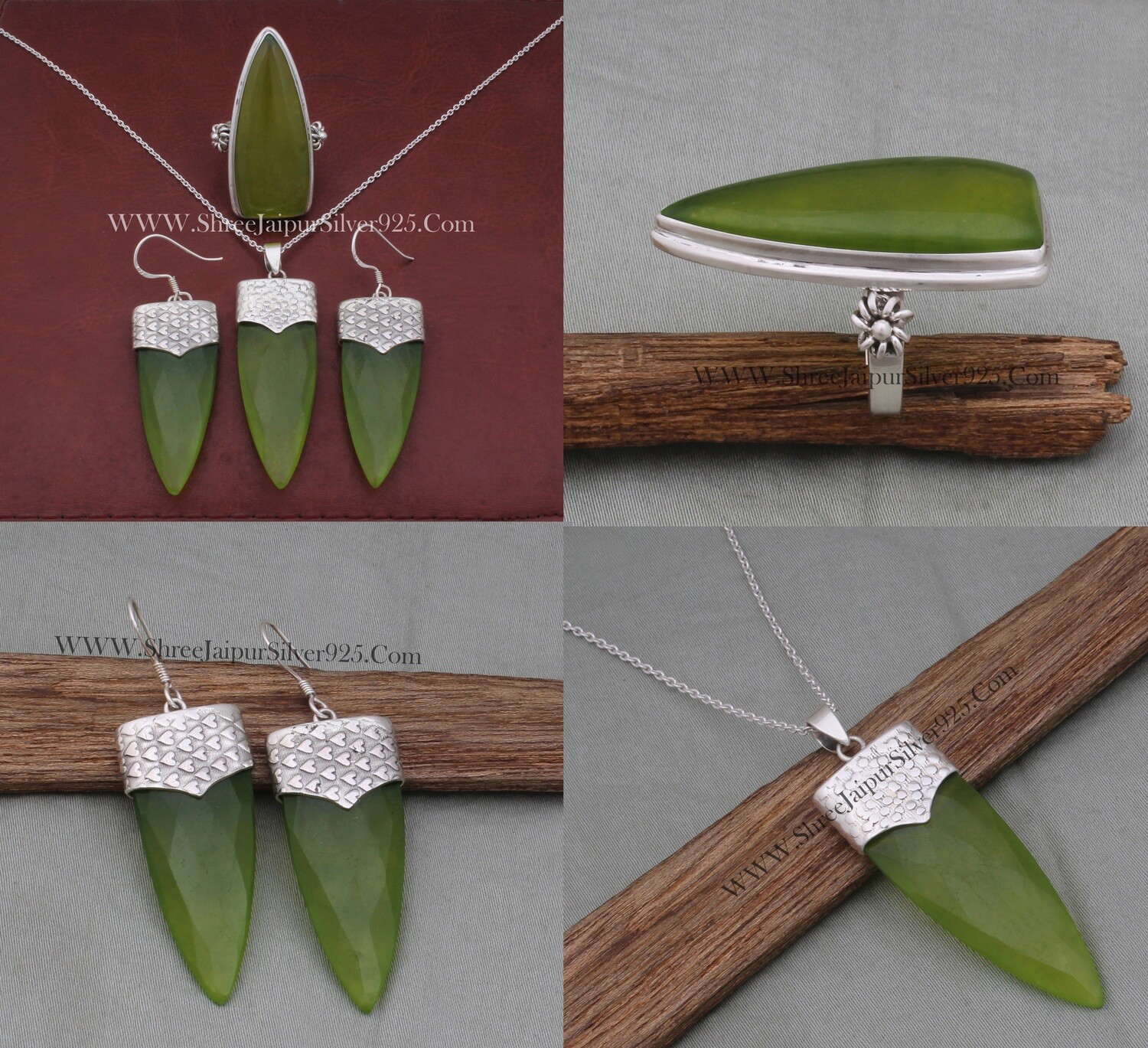 Jade Solid 925 Sterling Silver Green Jade Gemstone Jewelry Set For Women, Bridesmaid Jewelry Set Handmade Gifts For Wedding Anniversary Gift