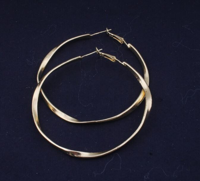 22K Gold Plated Large Hoop Earrings, Thin Lightweight Hoops, Perfect for Sensitive Ears, Circle Earrings, Twisted Earring, Gold Earrings