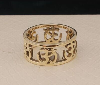 Om Ring, Wide Brass Ring, Eternity Band, 14k Gold plated Lucky Ring, Hinduism Symbol Dainty Ring, Om Band, Religious Ring, Handmade Jewelry Om Ring, Wide Brass Ring, Eternity Band, 14k Gold plated Lucky Ring, Hinduism Symbol Dainty Ring, Om Band, Religious Ring, Handmade Jewelry