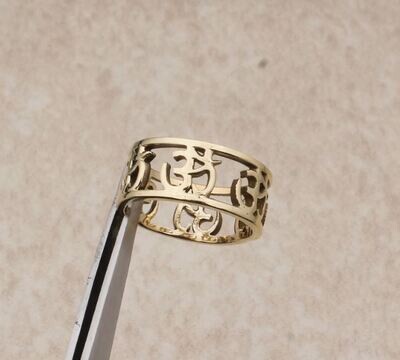 Om Ring, Wide Brass Ring, Eternity Band, 14k Gold plated Lucky Ring, Hinduism Symbol Dainty Ring, Om Band, Religious Ring, Handmade Jewelry