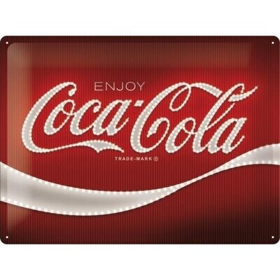 Plaque métal 30 x 40 cm - Coca-Cola - Logo Red Lights