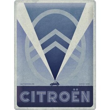 Plaque métal 30 x 40 cm - Citroën - 2CV Logo Blue