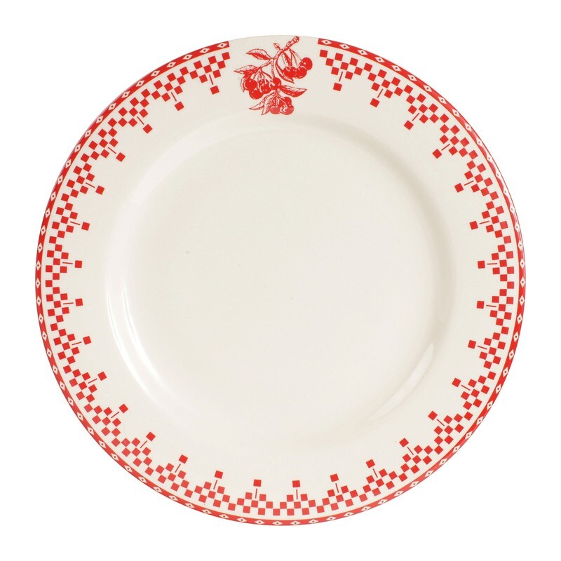 Assiette plate Damier rouge