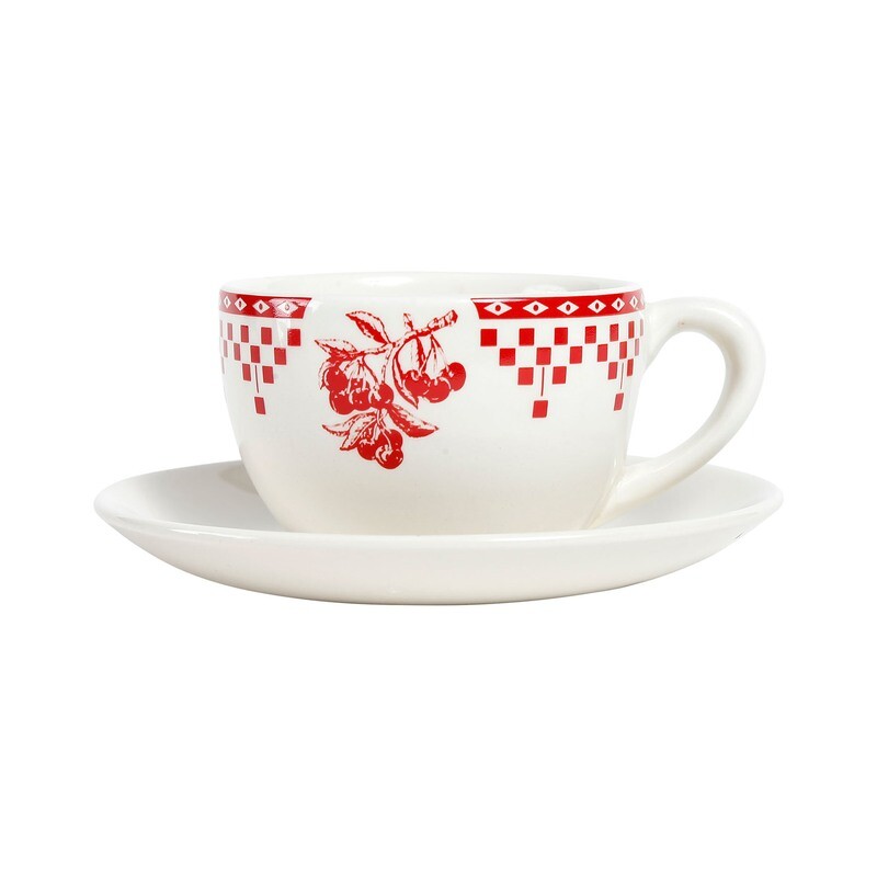 Tasse à thé et soucoupe Damier rouge