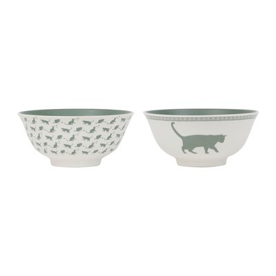 Lot de 2 bols Le Chat - Sauge