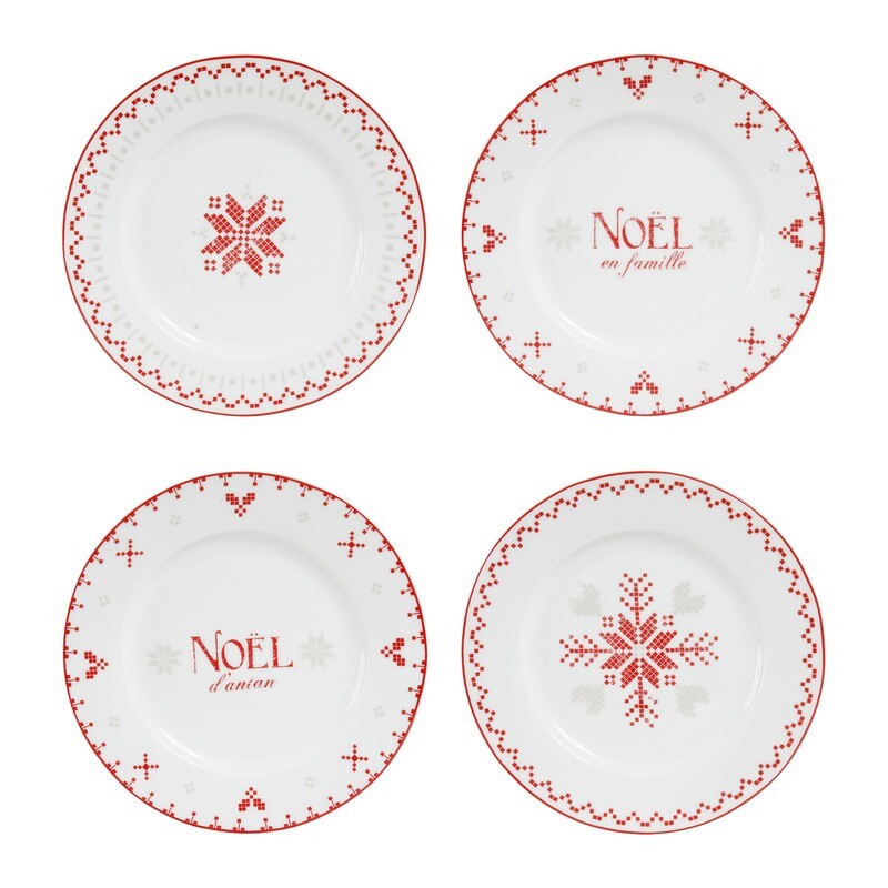 Coffret 4 assiettes à dessert Damier Noël