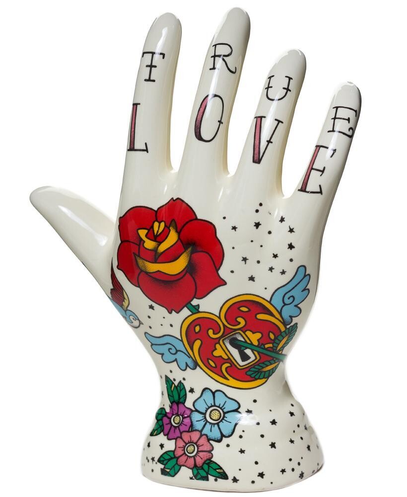 Main porte bagues - Tattoo Phrenology Hand - Rose