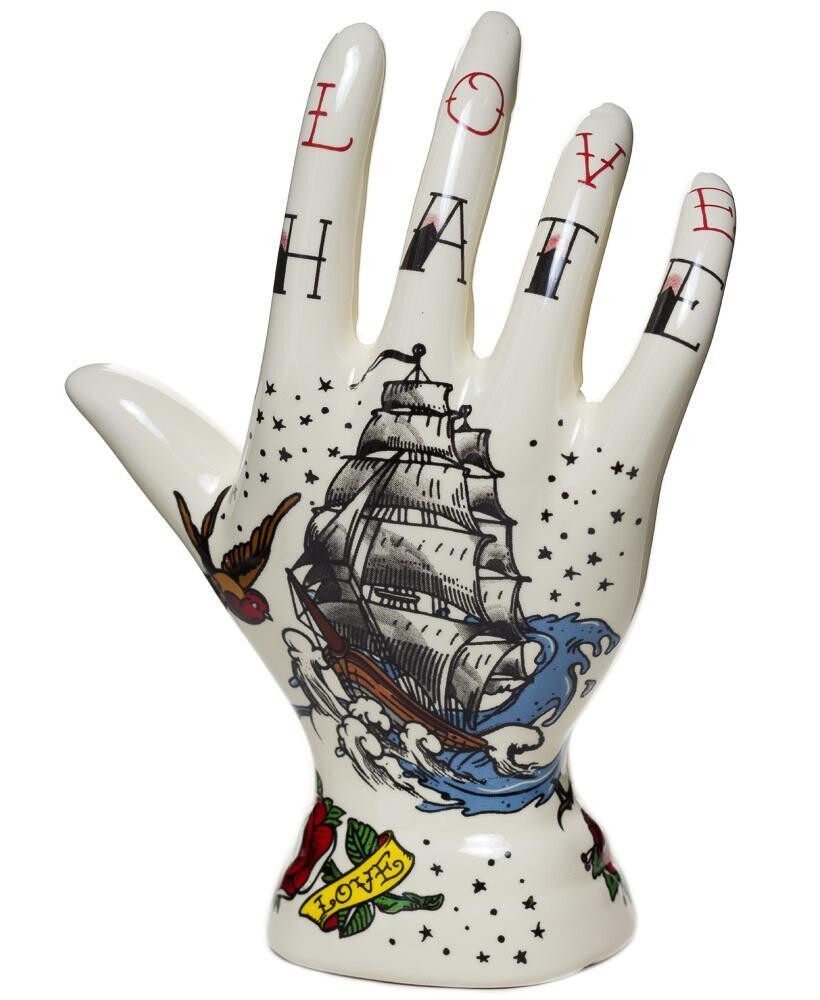 Main porte bagues - Tattoo Phrenology Hand - Bateau