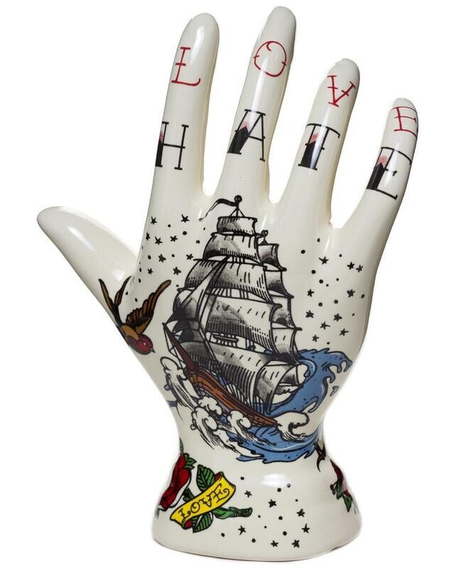 Main porte bagues - Tattoo Phrenology Hand - Bateau