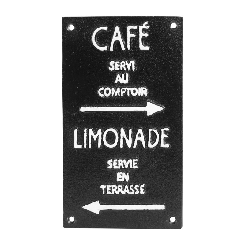 Plaque &quot;Café/Limonade&quot; en fonte