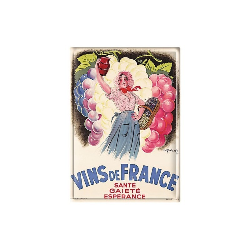 Plaque métal 15 X 21 cm - Vins de France