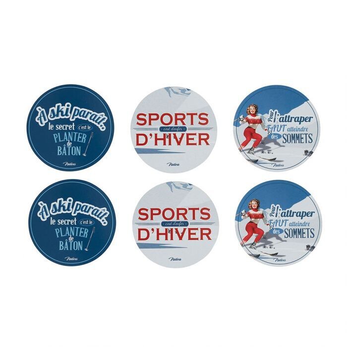 Dessous de verres ( X 6 ) - Sports d&#39;hiver