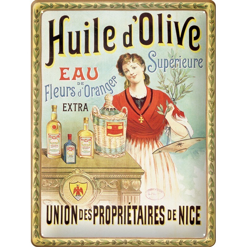 Plaque métal 30 X 40 cm - Huile d&#39;olive de Nice