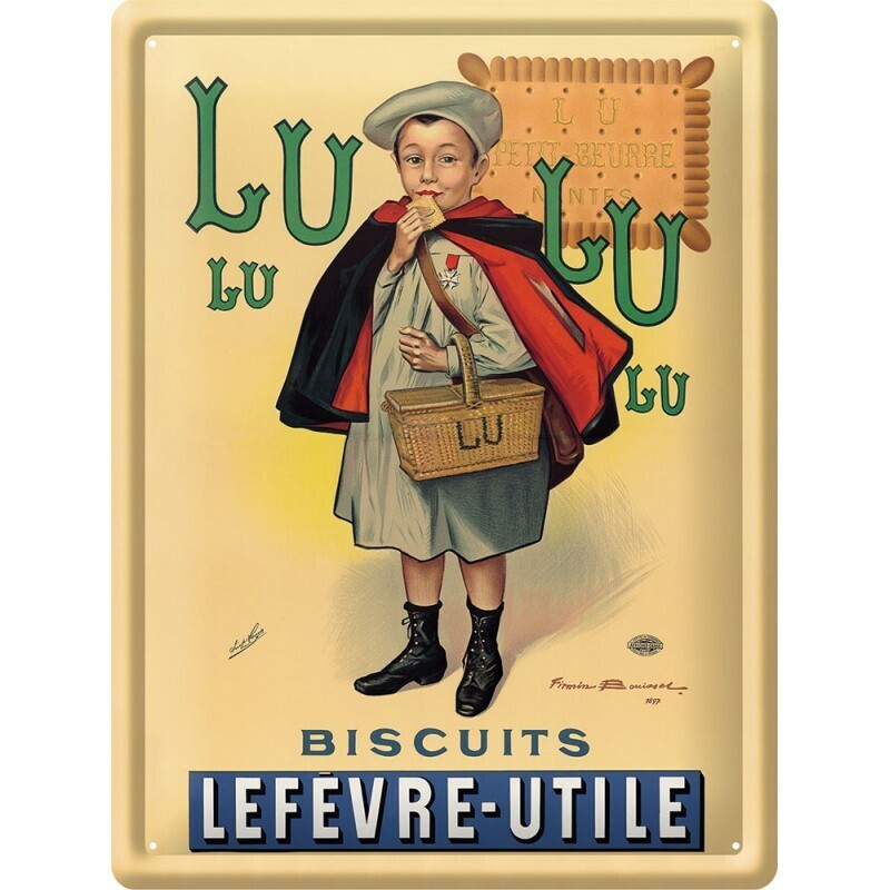 Plaque métal 30 X 40 cm - Petit écolier - Biscuits LU