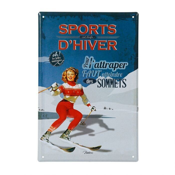 Plaque métal 20 x 30 cm - Sports d'hiver