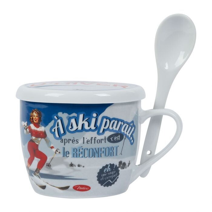 Bol à soupe avec cuillère - Sports d&#39;hiver