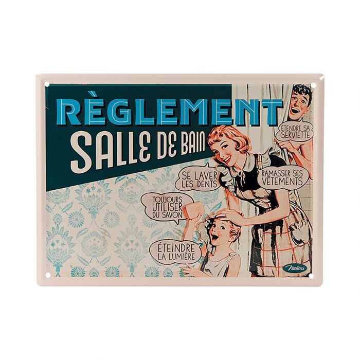 Plaque métal 20 x 15 cm - Règlement Salle de bain