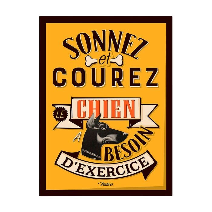 Plaque métal 20 x 15 cm - Sonnez et courez
