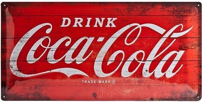 Plaque métal 50 x 25 cm - Coca Cola - Logo Rouge