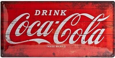 Plaque métal 50 x 25 cm - Coca Cola - Logo Rouge